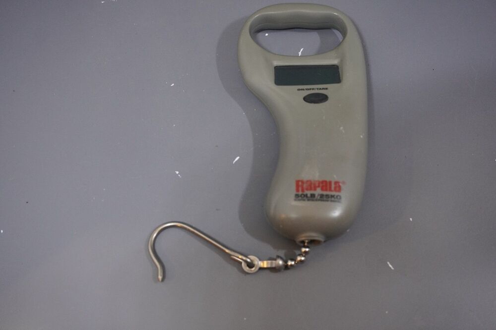 Rapala 50 lb Digital Hanging Scale Fish Weighing Scale with Hook, Gray